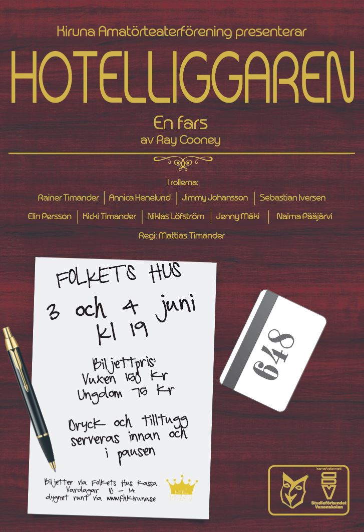 Affisch fr Hotelliggaren p Teater i Kiruna p Kiruna Folkets Hus