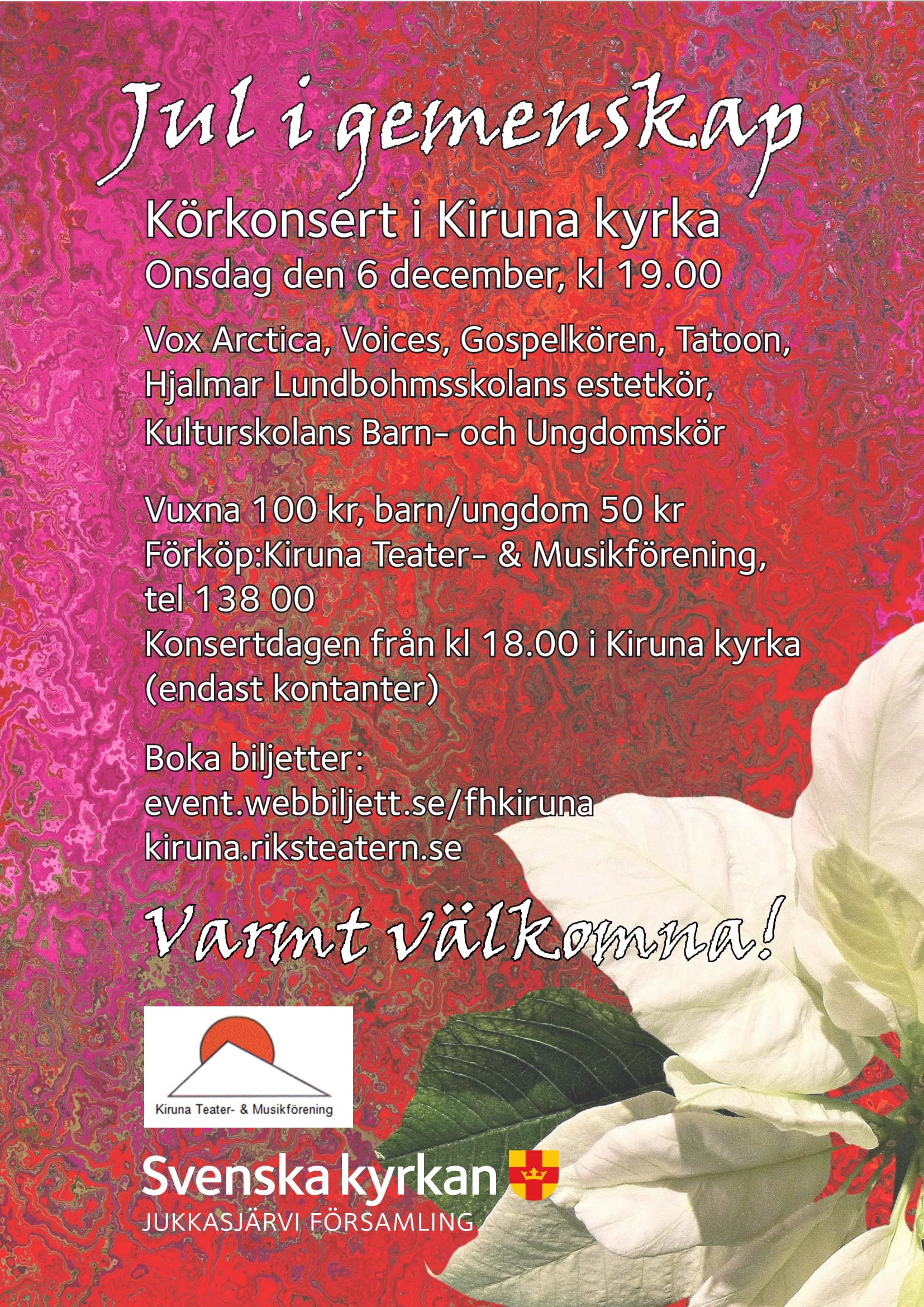 Affisch fr Jul i gemenskap p Musikfrestllning i Kiruna p Kiruna Folkets Hus
