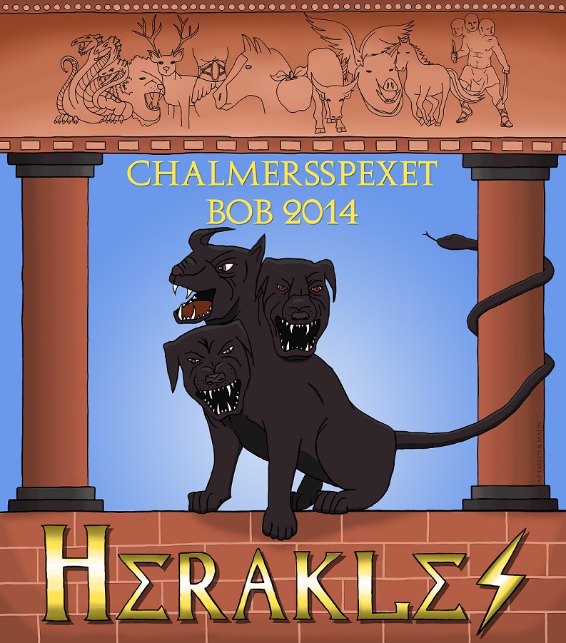 Affisch för Chalmersspexet Bob Herakles på Övrig teater i Kiruna på Kiruna Folkets Hus