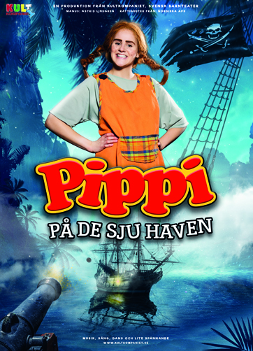 Affisch för Pippi Långstrump på de sju haven på Teater i Kiruna på Kiruna Folkets Hus