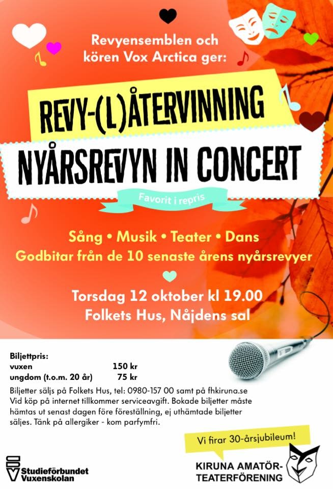 Affisch för Revy-(L)Återvinning på Musikföreställning i Kiruna på Kiruna Folkets Hus